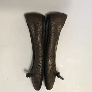 Clarks Bendables Poem  Journal Die Cut Slip On Metallic Pewter Ballet Flats 9.5M